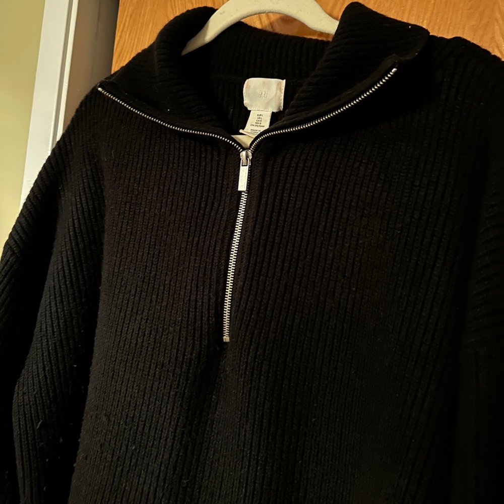 H&M Rib knot half-zip sweater size L - Picture 4 of 7